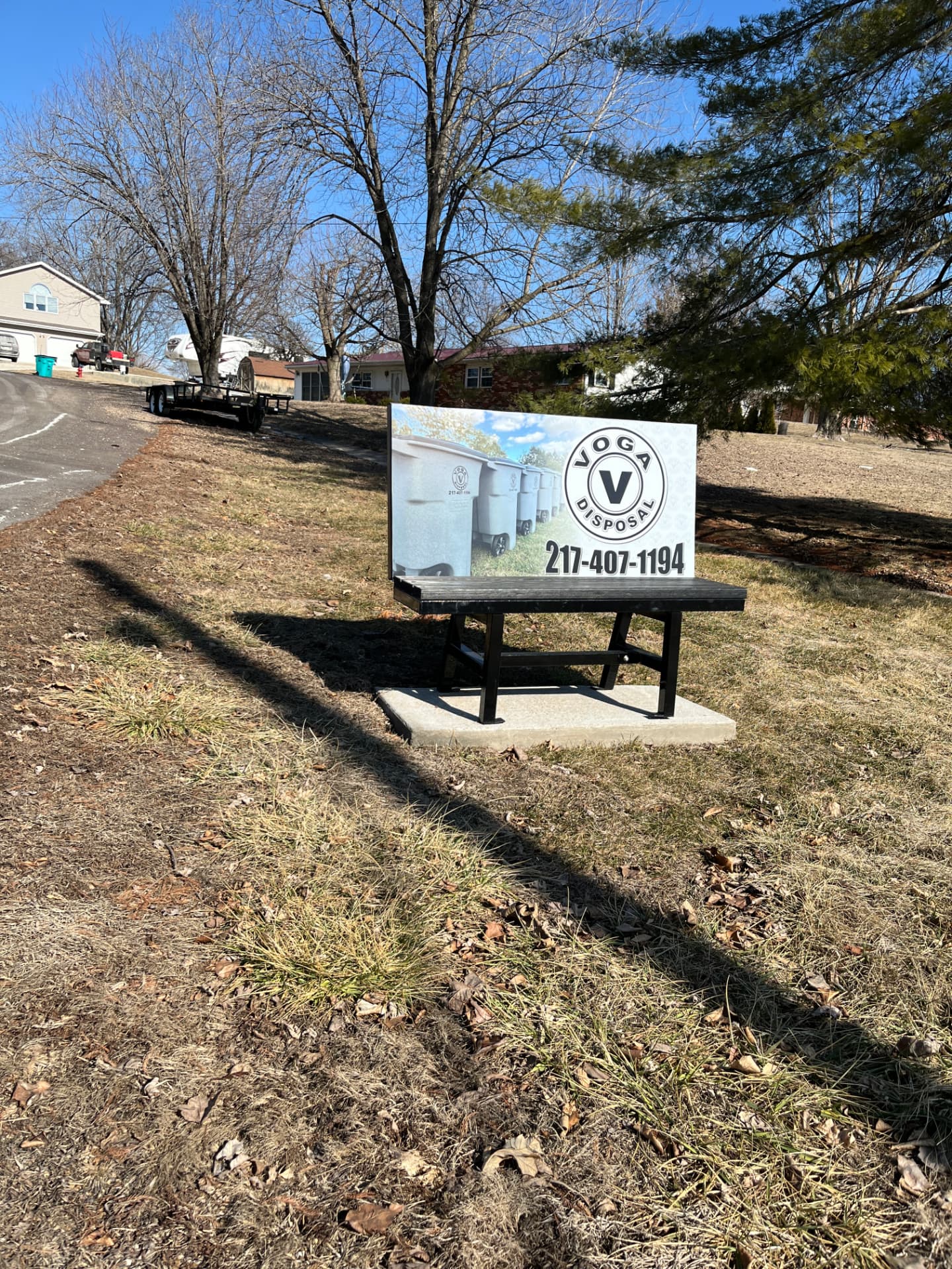 Voga Disposal Benchboard installed in a neighborhood setting